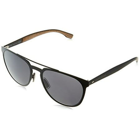 BOSS by Hugo Boss Men's B0882s Aviator Sunglasses, Matte Black/Gray Blue, 57 mm