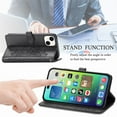 thumbnail image 3 of SaniMore for iPhone 15 Plus 6.7" 2023 Wallet Case with Embossed Mandala PU Leather Flip Protection Wrist Strap Credit Card Holder Pocket Kickstand Shockproof Case for iPhone 15 Plus, Black, 3 of 8