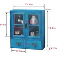 thumbnail image 3 of Vintage Mini Wood Counter Top Cabinet,Display Case with Organic Glass Door,Wall Storage Cabinet, That Sits on Countertop-Floating Shelf Organization12 x4.7"x14"(Blue), 3 of 18
