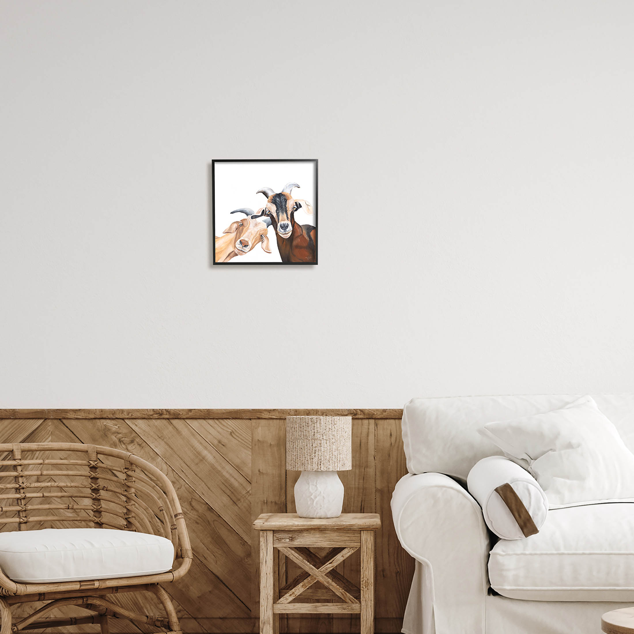 Happy Goat Smiling Animals Animals & Insects Graphic Art Black Framed Art Print Wall Art