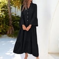 thumbnail image 2 of Lnmiateer Women Flowy Tiered Ruffle Maxi Dress V Neck Bell Sleeve Solid Soft Breathable Sundress for Beach Holiday Weekend Casual Outfit, 2 of 5