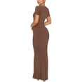 thumbnail image 2 of Lamuusaa Women Long Bodycon Dress Solid Color Short Sleeve Dress Summer Evening Party Dress, 2 of 6