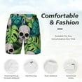 thumbnail image 4 of Kdxio Skull And Palm Leaves Print Men'S Swim Trunks With Compression Liner 7 Inch Inseam Quick Dry Swim Shorts, 4 of 7