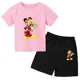 thumbnail image 2 of Conjunto de 2 piezas de camiseta y pantalones cortos de marca Disney de manga corta de verano para niños y niñas, conjuntos de moda para bebés de 2 a 12 años, 2 of 5