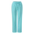 thumbnail image 4 of Baqcunre Women's Belt Pocket Suit with Half-Sleeve O-Neck Top and Wide-Leg Pant Set,Color Sky Blue,Size S-5XL, 4 of 7