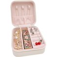 thumbnail image 6 of Livrdious Jewelry Organizer Elegant Flannel Jewelry Box, Multiple Compartments, Leather/Bead Velvet, 120g, Pink, 6 of 9