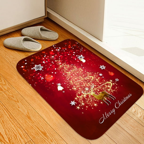 Merry Christmas Kitchen Rug Antislip Rectangular Floor Mat Carpet Rug