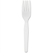 Genuine Joe Heavy/Medium Weight Plastic Forks, 100 Count, White