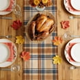 thumbnail image 4 of Blue Brown Checked Cotton Linen Rectangle Table Runners 13"x36", Beige Buffalo Plaid Farmhouse Coffee Table Runner Dresser Scarves Luxury Table Runners for Wedding Party Banquet Dinner Decor, 4 of 8