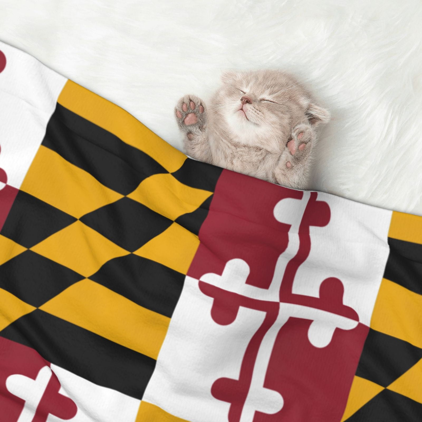 Flannel Throw Dog Blanket Maryland Flag Soft Warm Print Pet Blankets for Small Dog Cat Puppy