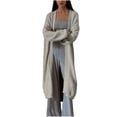 thumbnail image 2 of Womens Oversized Cardigans Ndbuld Fashion Women's Casual Long Sleeve Wear A Belt Solid Ladies Blouse Coat Outwear Jacket Cardigan Great Gifts for Less Gray M, 2 of 7