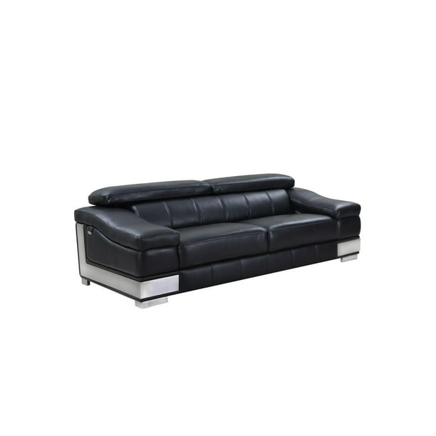 Black Genuine Italian Leather Sofa, Black Modern Italian Leather Sofa Set