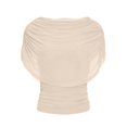 thumbnail image 4 of Telankuip Women's Elegant off the Shoulder Ruched Blouse Casual Short Sleeve Pleated Boat Neck Tops Stretchy Cinched Waist Slim Fit Summer Top 2026 Beach Vacation Outfits, 4 of 4