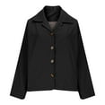 thumbnail image 6 of Crunowin Cropped Trench Coat for Women, Collared Oversized Casual Buttoned Jackets with Checkered Lining Black L, 6 of 8