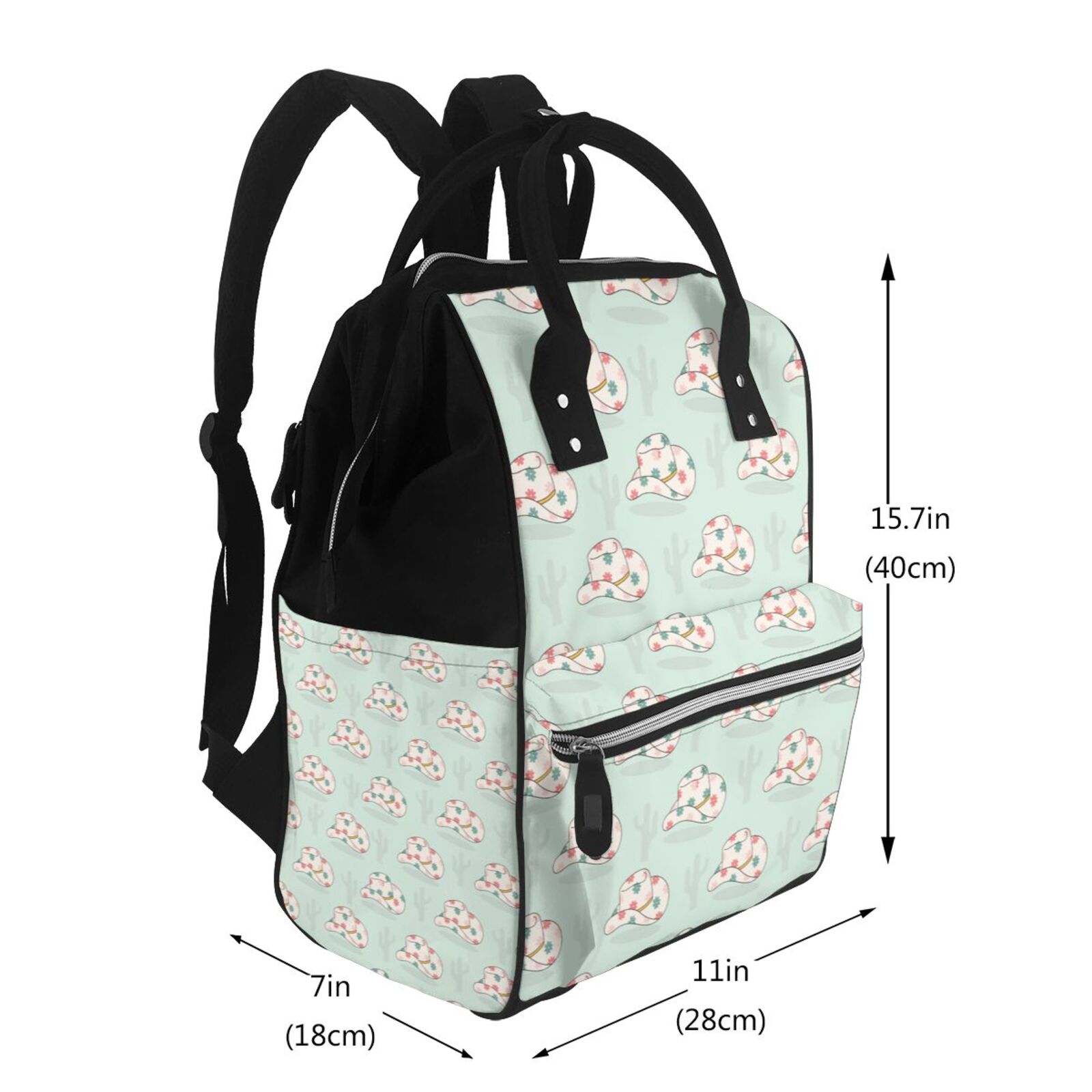 Fuzoiu Flora Daisy Cactus Print Diaper Bag Backpack,Baby Essentials Travel Tote,Multi function Waterproof Diaper Bag, Travel Essentials Baby Bag - Unisex