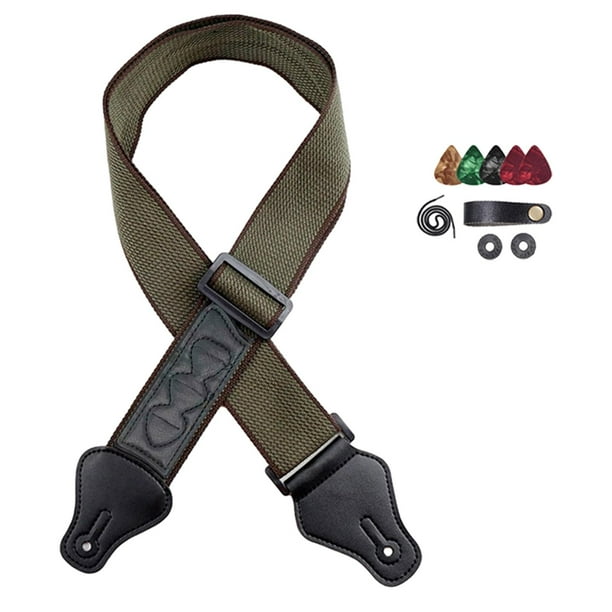 Correa de guitarra ajustable, alargada con soporte para púas, correas de hombro para guitarra cómodas y acolchadas suaves, cinturones ajustables para Verde Hugo correa de bajo