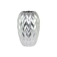 thumbnail image 1 of Vase Rond en Céramique avec Design Ondulé en Relief, Grand, Argent Mat, 1 of 1