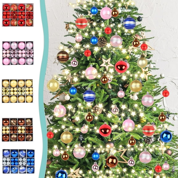 Christmas Ball Ornaments 40 Pcs - Multi-Size Shatterproof Christmas Balls, Electroplating Decorations Indoor, Classic Holiday Party Hanging Ornaments for Xmas Tree, Wreath, Vines, Blue