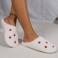 thumbnail image 2 of House Slippers for Women Cute Heart Embroidery Plush Comfy Memory Foam Soft Sole Indoor Nonslip Winter Slip on Shoes White Size 5.5, 2 of 6