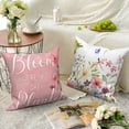 thumbnail image 6 of Spring Pink Floral Throw Pillow Covers 18x18 Set of 4,Hummingbird Flower Decorative Pillow Cases for Bedroom Sofa Couch, 6 of 6
