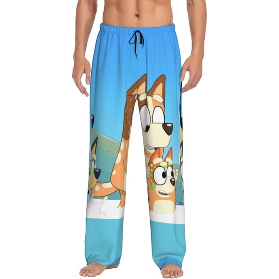Silaia Bluey Print Mens Pajama Pants,Sleep & Lounge Pants, Men's Pajama Bottoms,PJ Bottoms with Pockets and Drawstring/Elastic Waist-