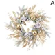 thumbnail image 3 of Corona navideña para puerta de entrada, cono de pino plateado y dorado, para colgar en la nieve, para fiestas, con agujas de escarcha y ratán, decoración para puerta, bola de pino, rata I8O0, 3 of 5