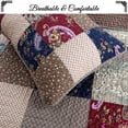 thumbnail image 4 of Cozy Line Home Fashions Sanders Rouge Bleu Marine Marron Imprimé Floral Patchwork Réel, Couvre-Lit Réversible 100 % Coton, Ensemble de Literie (Rouge/marine, Grand - 3 Pcs), 4 of 4