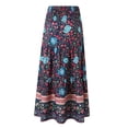thumbnail image 4 of Skirts for Women Skirt Women's Bohemian Skirt with High Waist A-Line Flowing Design for Summer Pleated Long Skirt Full-Length Casual Daywear Red S, 4 of 6