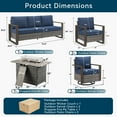 thumbnail image 7 of Unnifurnzi 6 Pieces Outdoor Furniture Set with Fire Pit Table-High Back Outdoor Swivel Chairs Set of 2 with Outdoor Sofa Outdoor Furniture for Garden Backyard Balcony Poolside-Gray/Blue, 7 of 7