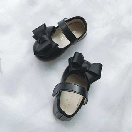 

Newway Kids Girls Princess Bow Spring Flat Casual Bowknot Shoes PU Soft Non-slip Footwear 1-7Y