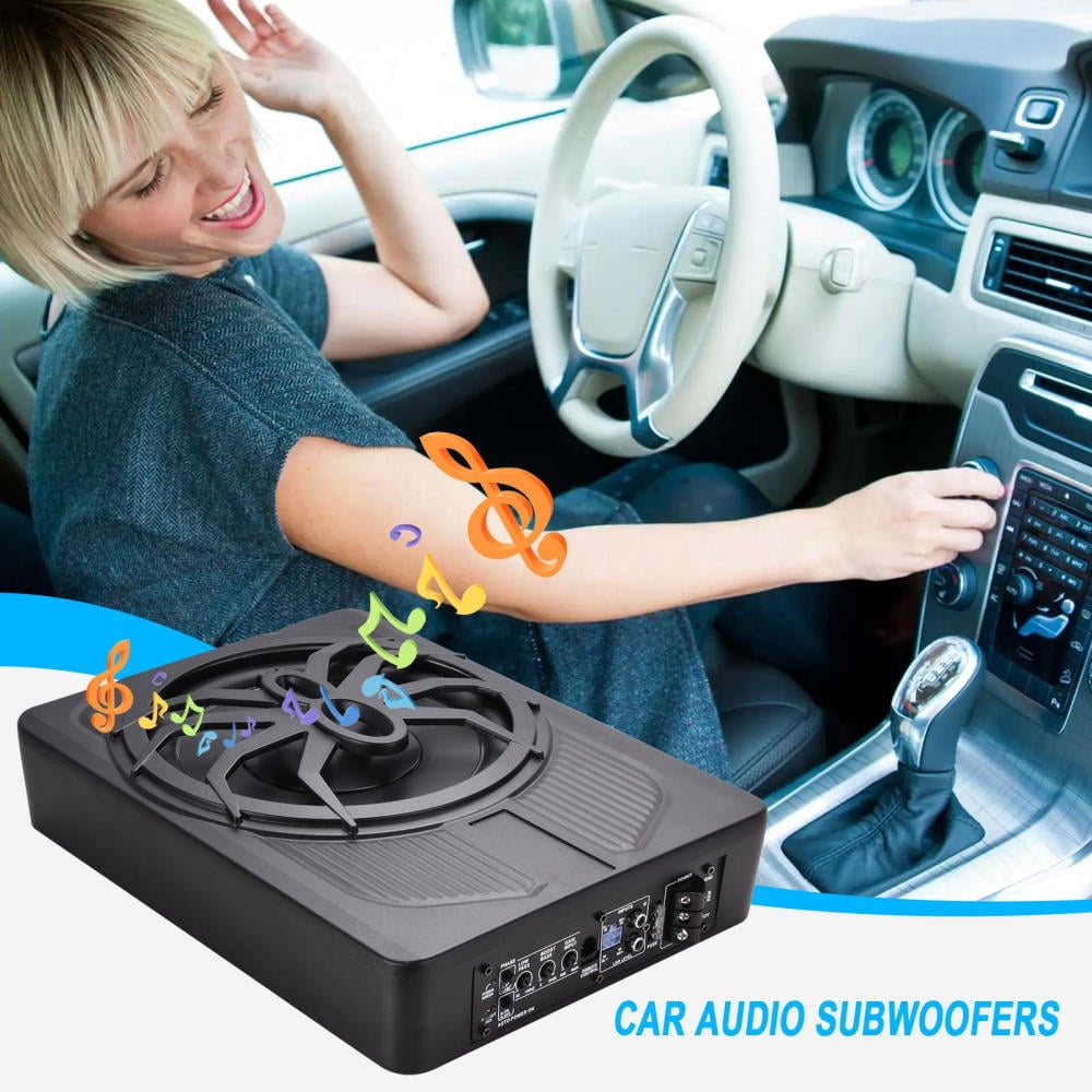ZIHUI 10 Inch Micro Compact Amplified Subwoofer Enclosure for Small Vehicles with Amp and LED, Under Seat Car Subwoofer ,Active Powered Underseat Subs with Amp , External Bass Control, 800W