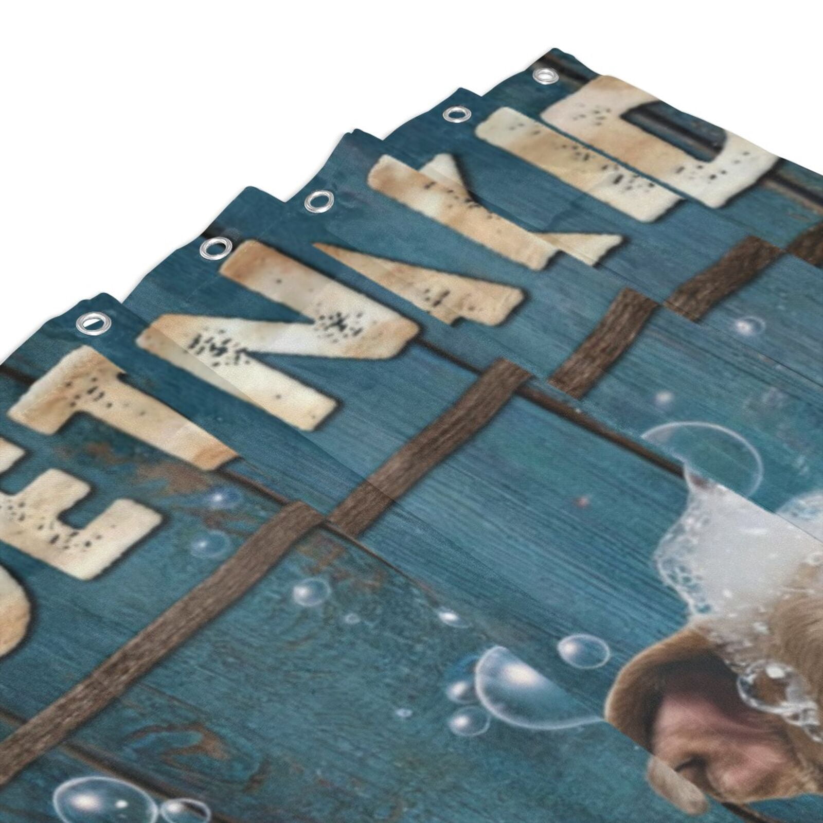Funny American Pit Bull Terrier Shower Curtain with Hooks - Get Naked Humorous Bath Decor, Waterproof Fabric, Cute Dog in Bubbles with Duck, Funny Bathroom Accessory for Dog Lovers - 60"x72"