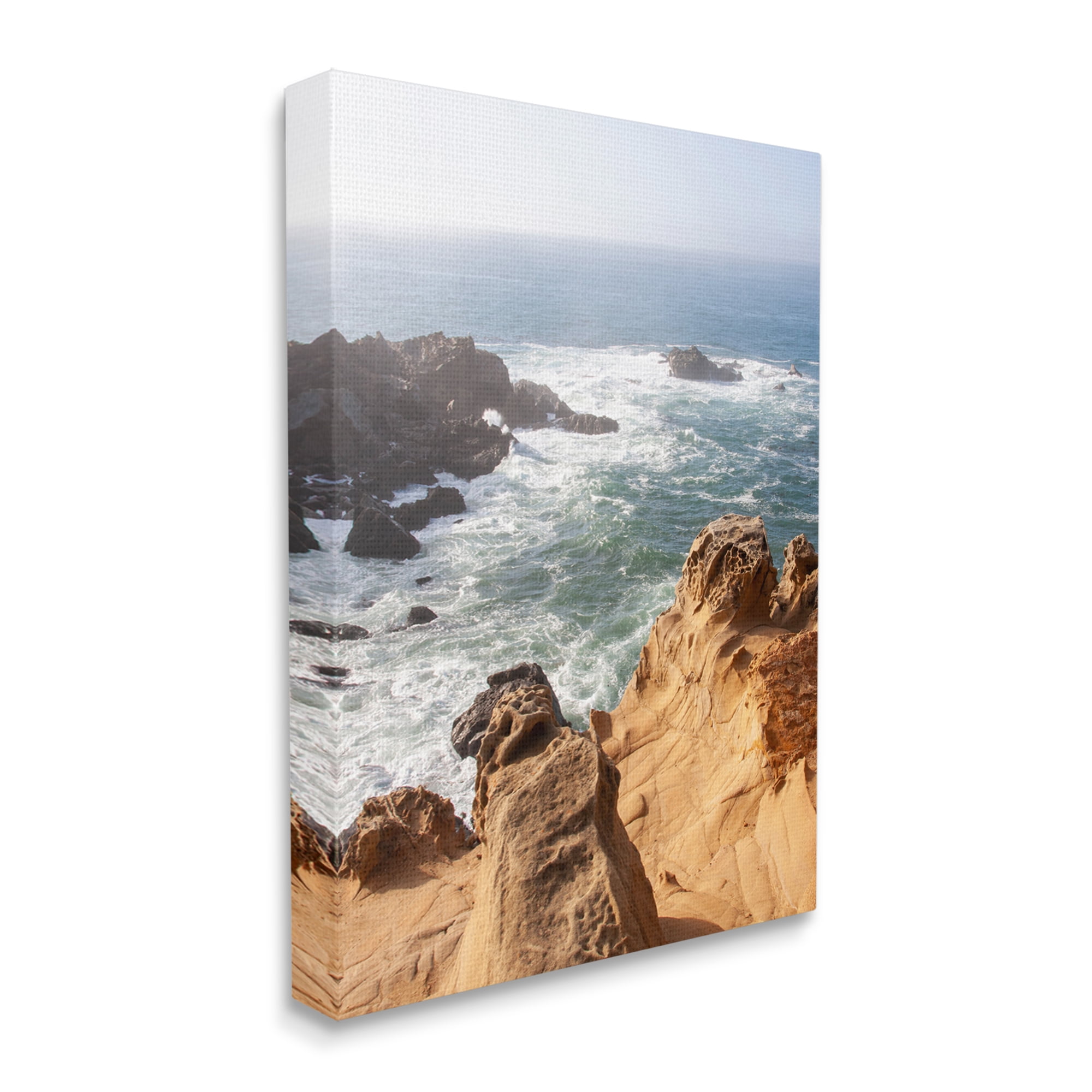 Stupell Industries Sea Cove Splashing Waves Landscape Photography Gallery Wrapped Canvas Art Print Wall Art, 24 x 30