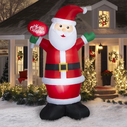 10 ft Giant Inflatable Santa Claus w/ Merry Christmas Sign, Airblown Inflatables Yard Decoration