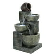 thumbnail image 3 of Anvazise 23.6" 4-Tiers Outdoor Garden Water Fountain, Cascading Bowls and Stacked Stones Outdoor Water Fountain, Outside Patio Water Features Fountain with LED Light, without Atomizer (Black Brown), 3 of 13