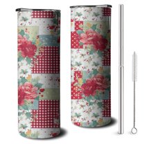 20oz Pioneer Flower Skinny Tumblers Stainless Steel Tumbler with Lid and Straw,Vacuum Insulated Double Wall Travel Tumbler Cups with Cleaning Brush for Coffee,Tea
