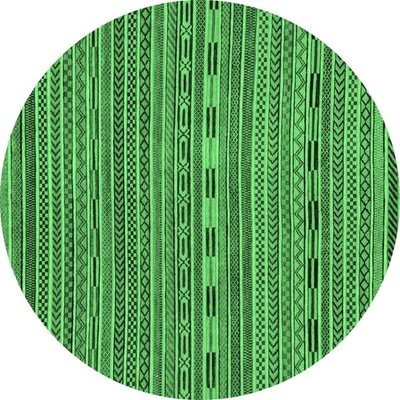 Ahgly Company Indoor Round Abstract Emerald Green Modern Area Rugs, 6' Round