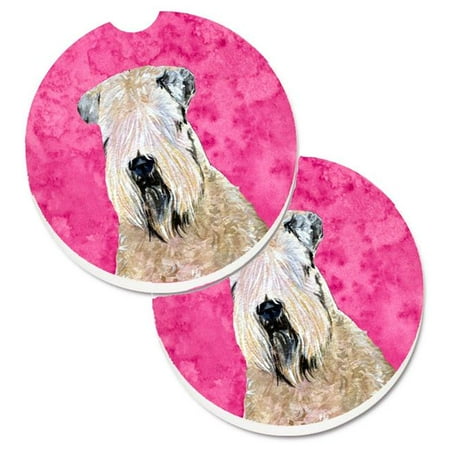 

Pink Soft Coated Wheaten Terrier Set of 2 Cup Holder Car Coaster