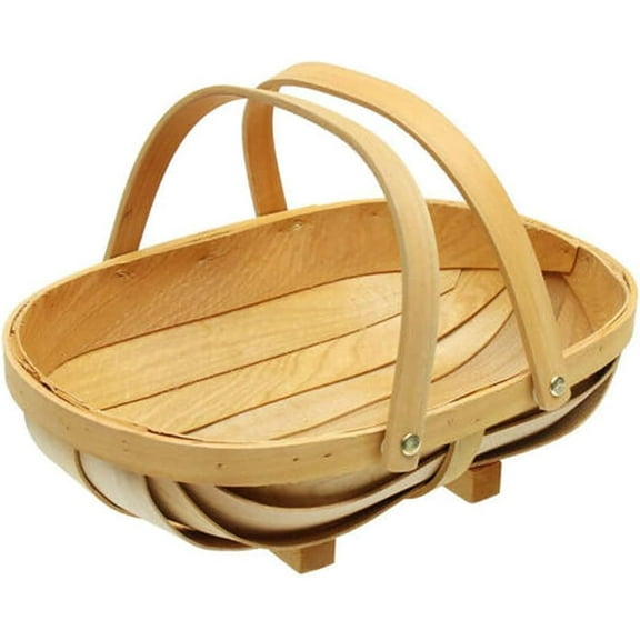 Picnic Basket,Large Basket,Wicker Basket with Handle,Wooden Split Lid Picnic Basket, Vintage-Style Wicker Picnic Hamper with Folding Woven Handle for Picnic, Camping
