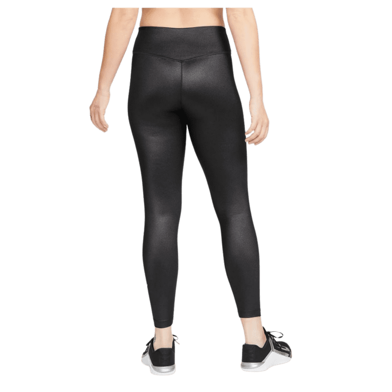 Nike Women's Dri-Fit One Mid-Rise Shine Legging Pants (Black/White, XX-Small)  