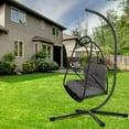 thumbnail image 2 of S-HOME Swing Egg Chair with Stand in Wicker Rattan with Cushion and Pillow for Indoor Outdoor Relaxation and Comfort, 2 of 15
