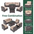 thumbnail image 3 of Gotland Outdoor Patio Furniture Set with 43" Propane Fire Pit Table, 8 Pieces Conversation Sets Wicker,Sand, 3 of 6