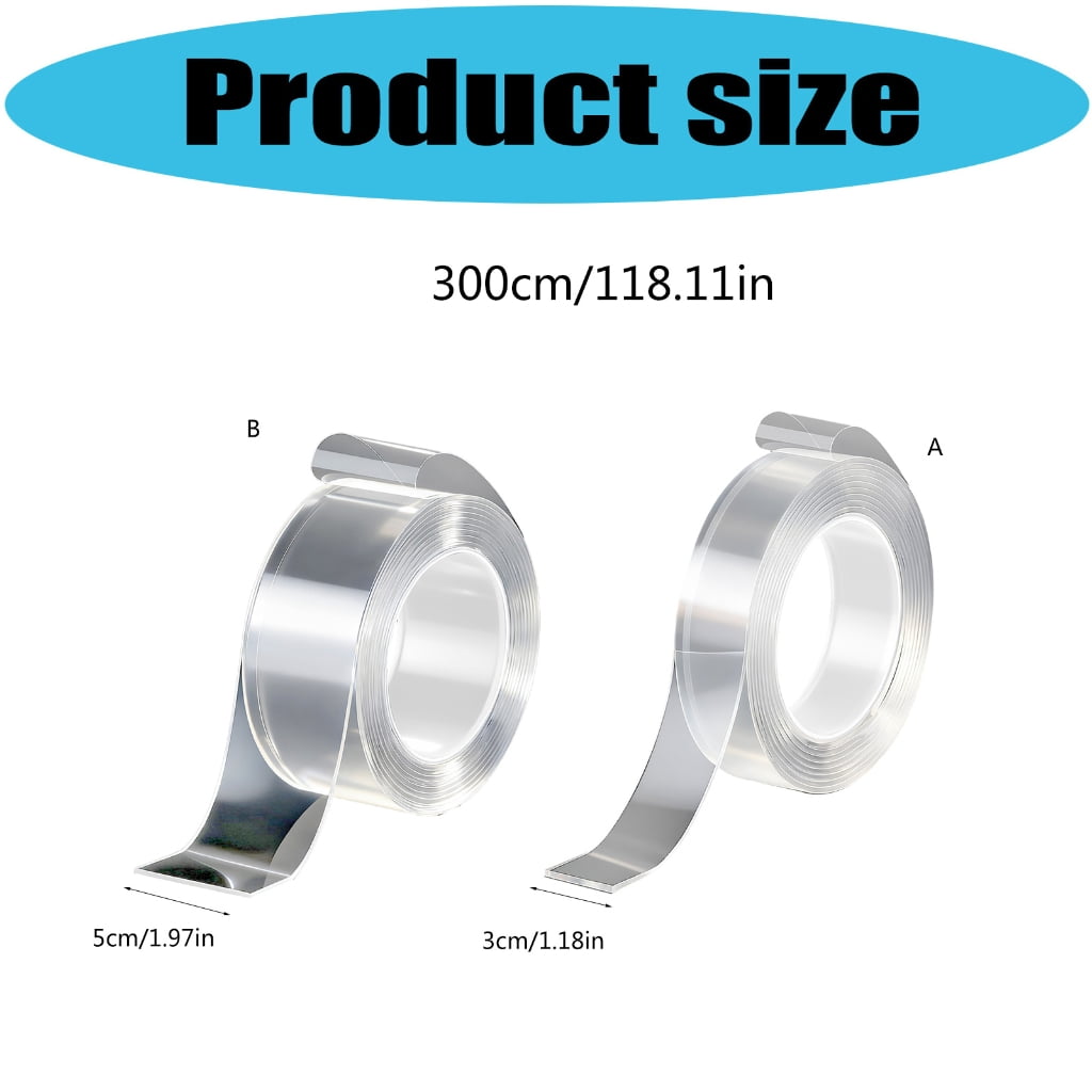 3Pcs Removable Strong Adhesive Strips Clear Double Sided Adhesive Tape For Wall Decorations Cables management Enduring