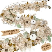 Fall Garland - 6 Ft Autumn Maples Leaf Pumpkin Berry Garland - Mantle Fireplace Thanksgiving Farmhouse Harvest Decorations for Home Outdoor Indoor