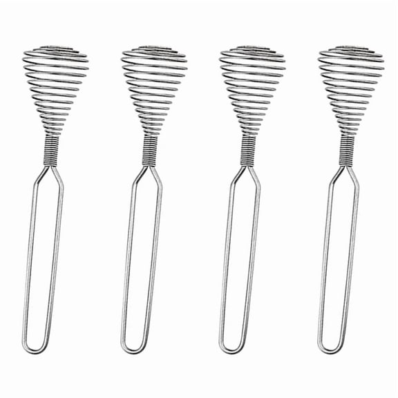4X Stainless Steel Spring Coil Whisk Wire Whip-Cream Egg Beater Gravy-Cream Hand Mixer Kitchen Tool Accessories,4 x Hand Mixer,Silver