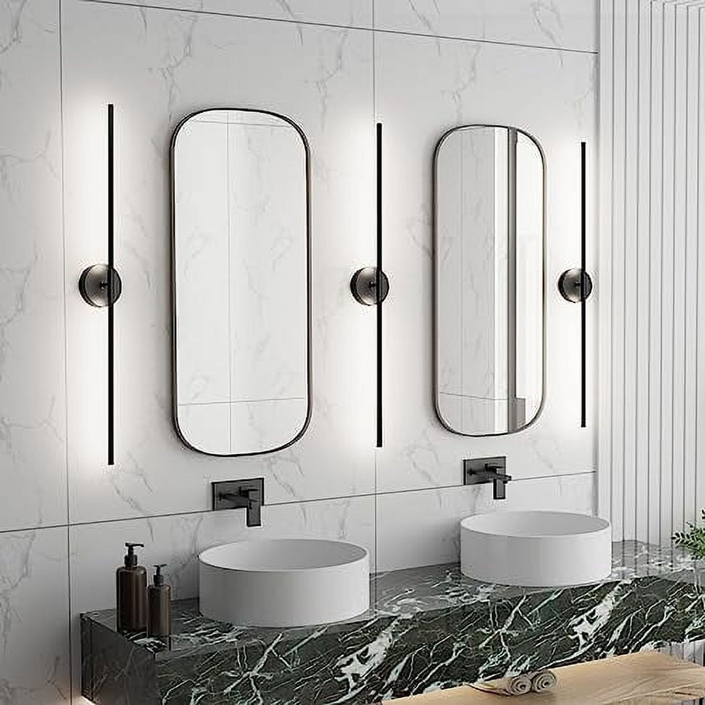 Ralbay 40inch Modern Black Vanity Light,30W LED Light Bar 360° Rotatable Matte Bathroom Wall 5000K White, 39.4 inch-30W