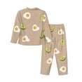 thumbnail image 2 of Kll Egg And Avocado Print Women'S Long Sleeve Pajamas With Pants Sleepwear Loungewear 2 Set-Small, 2 of 9