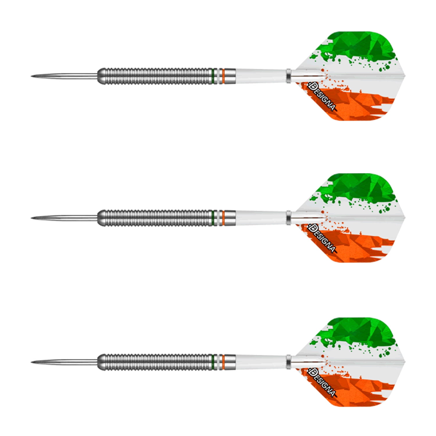 Dartfellas 24g 90% Tungsten Flag of Ireland Fighting Irish Patriot X Steel Tip Dart Set, Flights & Shafts Included (2 Sets Each), w/Travel Case, 24 Grams