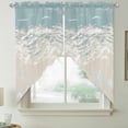 thumbnail image 2 of Blue Coastal Starfish Swag Curtains for Kitchen/Bedroom/Living Room, Summer Beach Ocean Abstract Art Scalloped Curtains 63 Inch Long, Window Swag Topper Curtains Valances 2 Panels Set 36"x63", 2 of 8