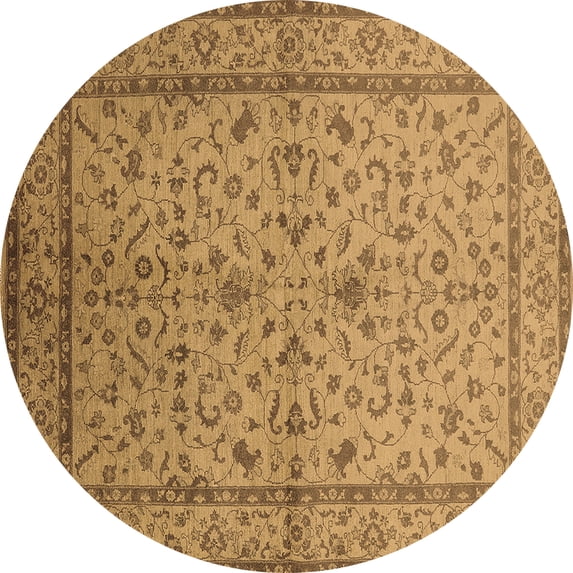 Ahgly Company Indoor Round Oriental Brown Traditional Area Rugs, 6' Round